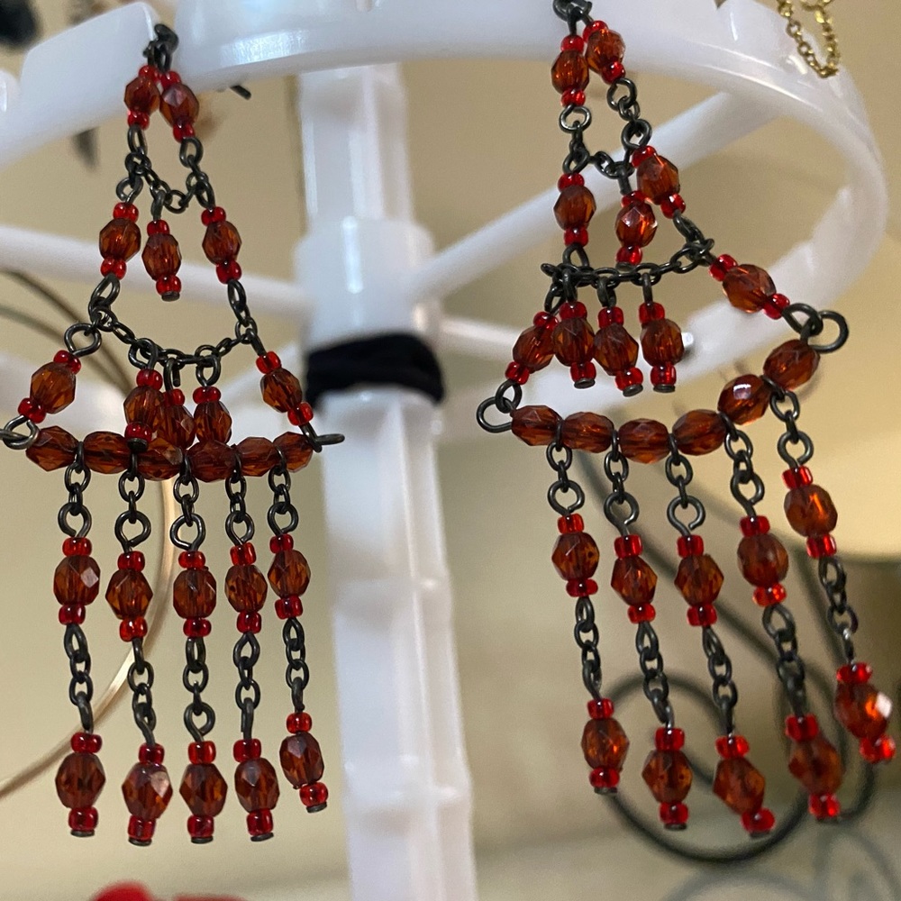 vintage red and black earrings